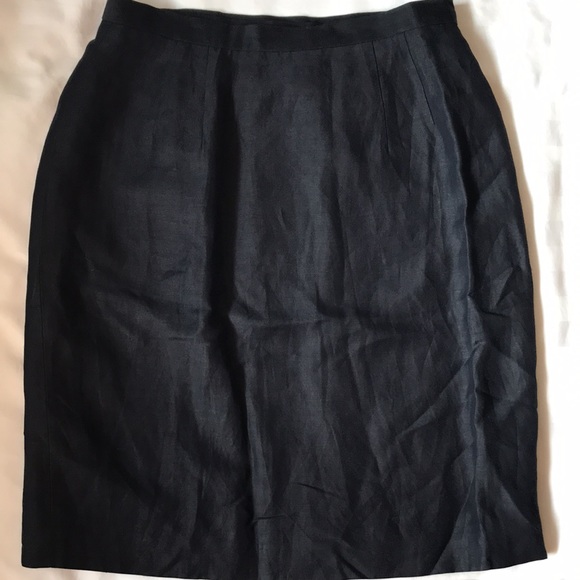 Ann Taylor deep blue linen/rayon lined buttoned wrap skirt EUC - Picture 3 of 7